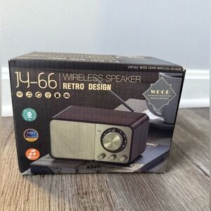 JY-66 Vintage Wireless Bluetooth Music Speaker Wood Grain Retro - Brown NEW